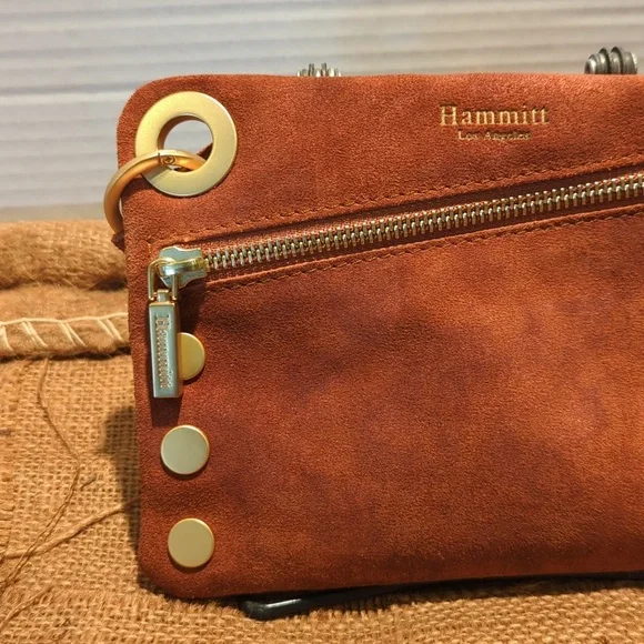 Hammitt Los Angeles Rust Suede Crossbody Or Wristlet. NEW without Tags. Gold Hdw - Picture 4 of 6